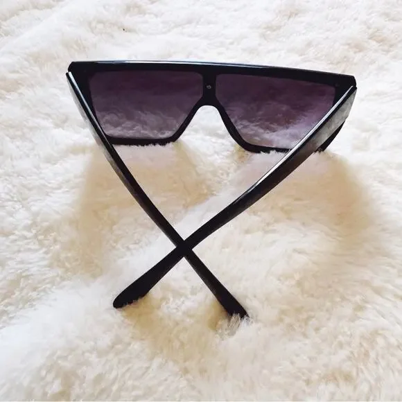 Greta Black Oversized Statement Sunglasses - Picture 10 of 11